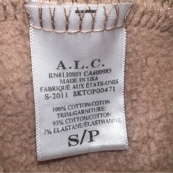 A.L.C. Women’s Embellished Crew Neck Sweatshirt Light Brown Sz S - Picture 5 of 13